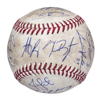 2016 World Series Champions Chicago Cubs NLCS Game Used & Team Signed OML Manfred Baseball with 20 Signatures Including Zobrist, Bryant & Rizzo (LE 1/12) (MLB Authenticated & Fanatics)